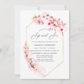 Geometrische roze Cherry Blossom Sip en See Party Kaart (Voorkant)