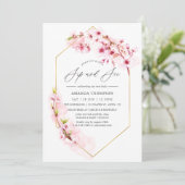 Geometrische roze Cherry Blossom Sip en See Party Kaart (Staand voorkant)