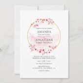 Geometrische roze Cherry Blossom Spring Wedding Kaart (Voorkant)