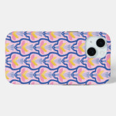 Geometrische roze en blauwe bloem Case-Mate iPhone case (Achterkant (horizontaal))