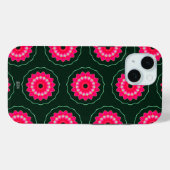 Geometrische roze en groene bloemen Case-Mate iPhone case (Achterkant (horizontaal))