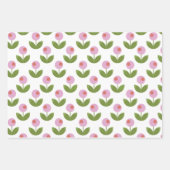 Geometrische roze en groene bloemen inpakpapier vel (Voorkant)