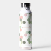 Geometrische roze en groene honingraat | Monogram Waterfles (Links)