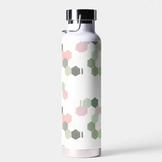 Geometrische roze en groene honingraat | Monogram Waterfles
