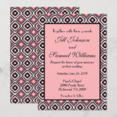 Geometrische Roze en Zwart Moderne Bruiloft Kaart (Voorkant / Achterkant)