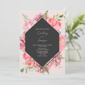 Geometrische roze Floral Botanical Weddenschap Kaart (Staand voorkant)