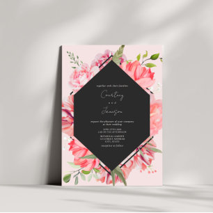Geometrische roze Floral Botanical Weddenschap Kaart
