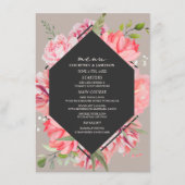 Geometrische roze Floral Gray Wedding Menu (Voorkant)