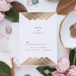 Geometrische roze Gatsby Wedding RSVP Kaartje