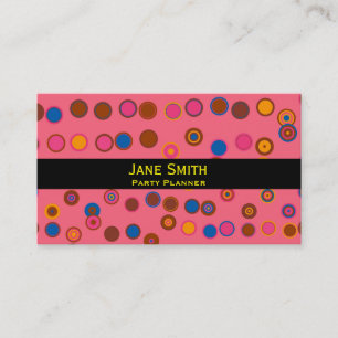 Geometrische roze geel cirkelpatroon visitekaartje