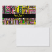 Geometrische roze gele doodle patroon moderne tren visitekaartje (Voorkant / Achterkant)
