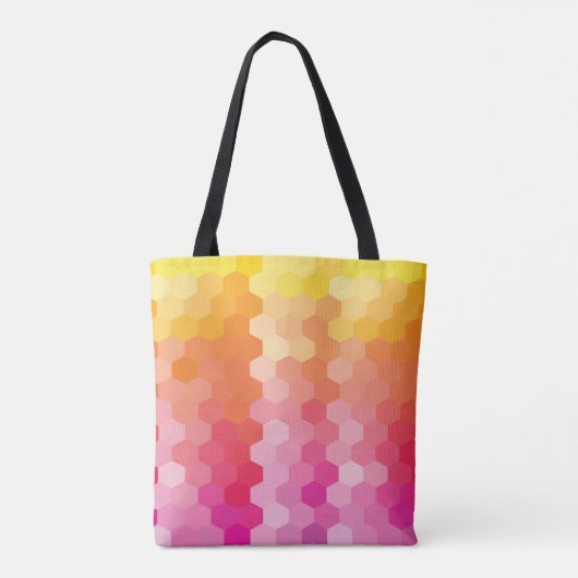 Geometrische Roze & Gele Hexagon Canvas tas – Mode (Achterkant)