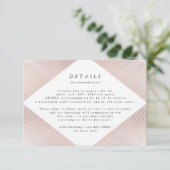 Geometrische roze Gold Gatsby Weddenschap RSVP Kaartje (Staand voorkant)