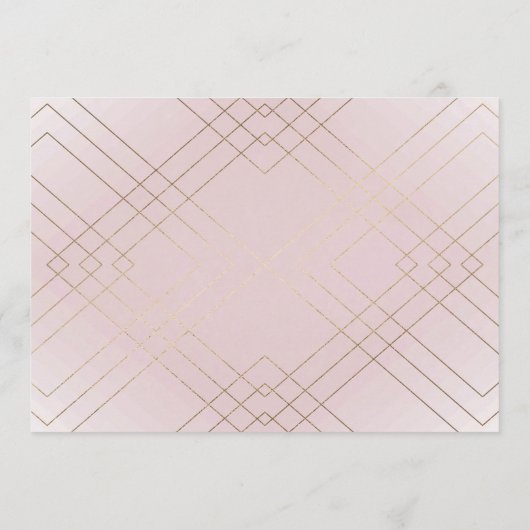 Geometrische roze Gold Gatsby Wedding Menu (Achterkant)