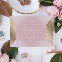 Geometrische roze Gold Gatsby Wedding Menu