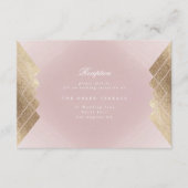 Geometrische roze Gold Gatsby Wedding Reception Ca Informatiekaartje (Voorkant)