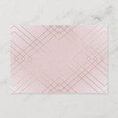 Geometrische roze Gold Gatsby Wedding Reception Ca Informatiekaartje (Achterkant)