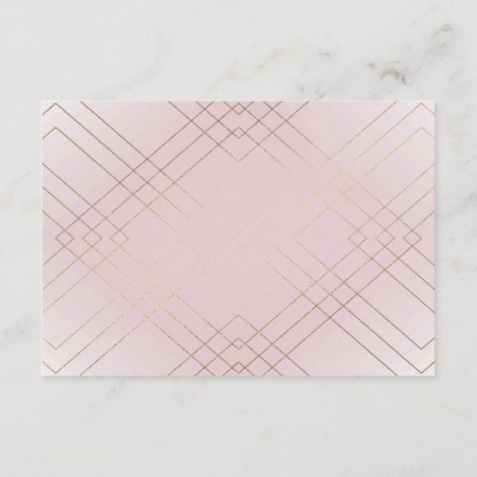 Geometrische roze Gold Gatsby Wedding Reception Ca Informatiekaartje (Achterkant)
