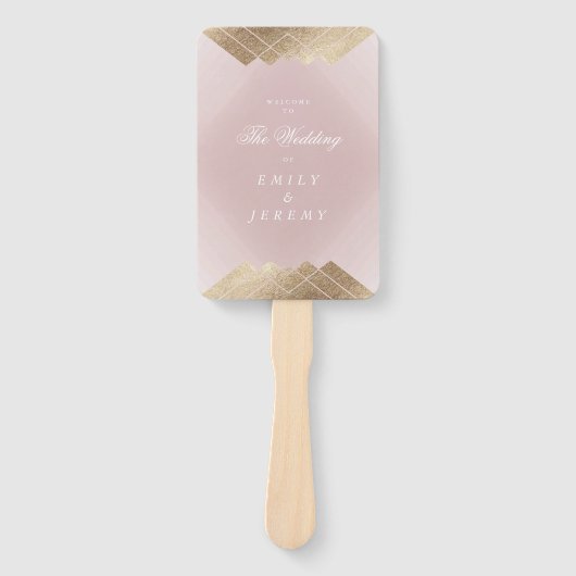 Geometrische roze goudbruistocht handwaaier (Voorkant)