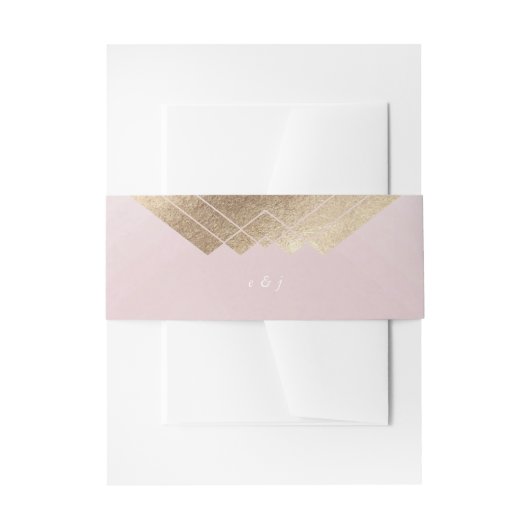 Geometrische roze goudbruistocht uitnodigingen wikkel (Voorkant Voorbeeld)