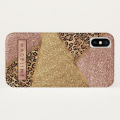 Geometrische Roze Gouden Blush Glitter Luipaard Case-Mate iPhone Case (Achterkant (horizontaal))