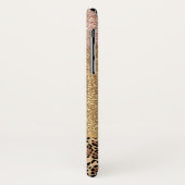 Geometrische Roze Gouden Blush Glitter Luipaard Case-Mate iPhone Case (Achterkant/links)