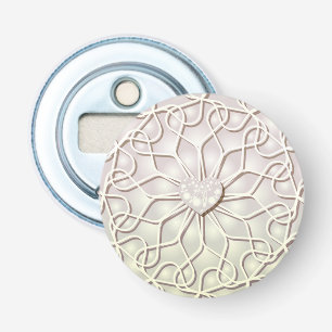 Geometrische Roze Gouden HART Patroon Button Flesopener