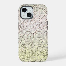 Geometrische Roze Gouden HART Patroon iPhone 15 Case
