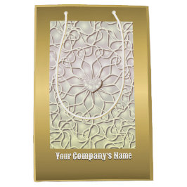 Geometrische Roze Gouden HART Patroon Medium Cadeauzakje
