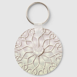 Geometrische Roze Gouden HART Patroon Sleutelhanger