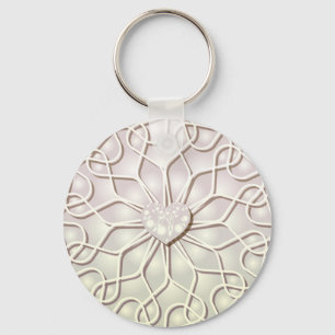 Geometrische Roze Gouden HART Patroon Sleutelhanger