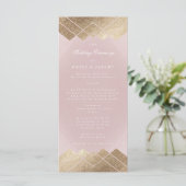 Geometrische roze goudstby-weddenschap programmakaart (Staand voorkant)