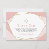 Geometrische roze & goudvlek Mitzvah Hartelijk dan Bedankkaart (Voorkant)