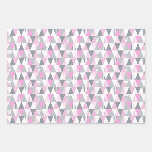 Geometrische roze grijs Abstract gepatterd Inpakpapier Vel (Voorkant 3)
