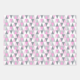 Geometrische roze grijs Abstract gepatterd Inpakpapier Vel