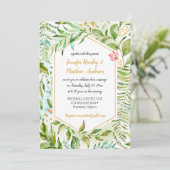 Geometrische Roze Groen Goud Botanicals Wedding Kaart (Staand voorkant)