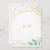 Geometrische Roze Groen Goud Botanicals Wedding Kaart (Achterkant)