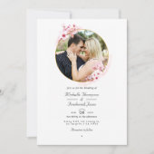 Geometrische roze kersenbloesem QR-code RSVP-huwel Kaart (Voorkant)