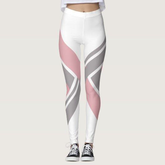 Geometrische roze leggings (Voorkant)