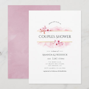Geometrische Roze Lente Bloesem Couples Shower Kaart