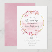 Geometrische roze lente kersenbloesem Quinceañera