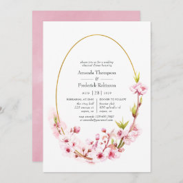 Geometrische roze lentesbloesem-repetitie kaart