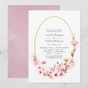 Geometrische roze lentesbloesem-repetitie kaart