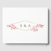 Geometrische roze lenteskers bloesem bruiloft gastenboek (Achterkant)