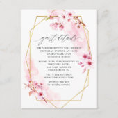 Geometrische roze lenteskers bloesem bruiloft informatiekaartje (Voorkant)