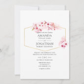 Geometrische roze lenteskers bloesem bruiloft kaart (Voorkant)