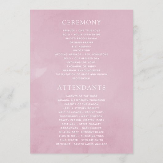 Geometrische roze lenteskers bloesem bruiloft programmakaart (Achterkant)