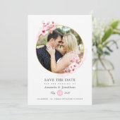 Geometrische roze lenteskers bloesem bruiloft save the date (Staand voorkant)