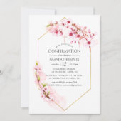 Geometrische roze lenteskoker bloesem bevestiging kaart (Voorkant)