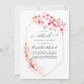 Geometrische roze lentoblossom virtuele bruiloft kaart (Voorkant)